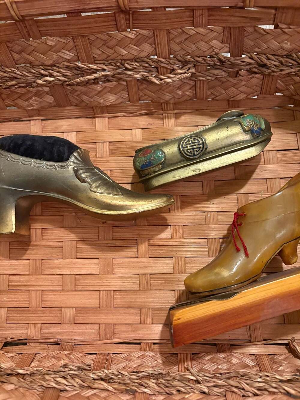 Vintage Assorted Brass and Metal Miniature Shoe Collectibles Set of 3